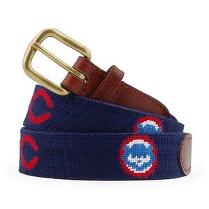 Chicago Cubs Cooperstown Needlepoint Belt in Navy by Smathers & Branson